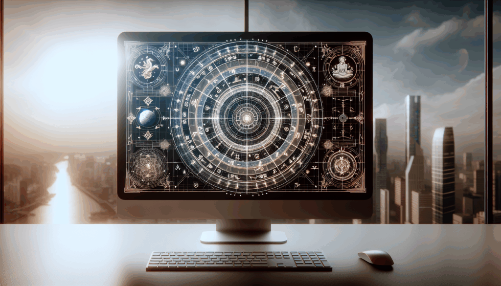 A digital astrology chart on a screen
