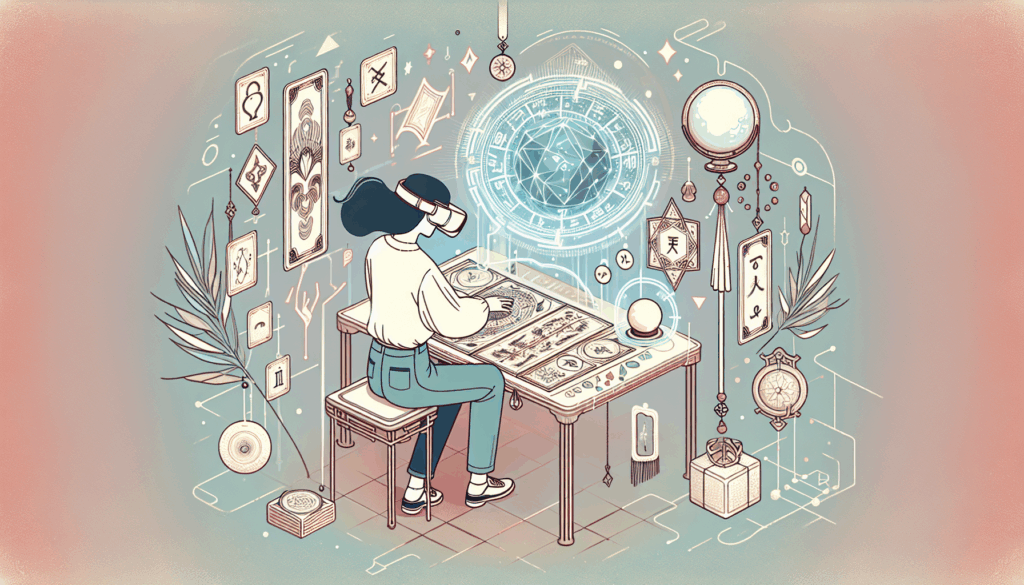 A person experiencing virtual reality fortune telling