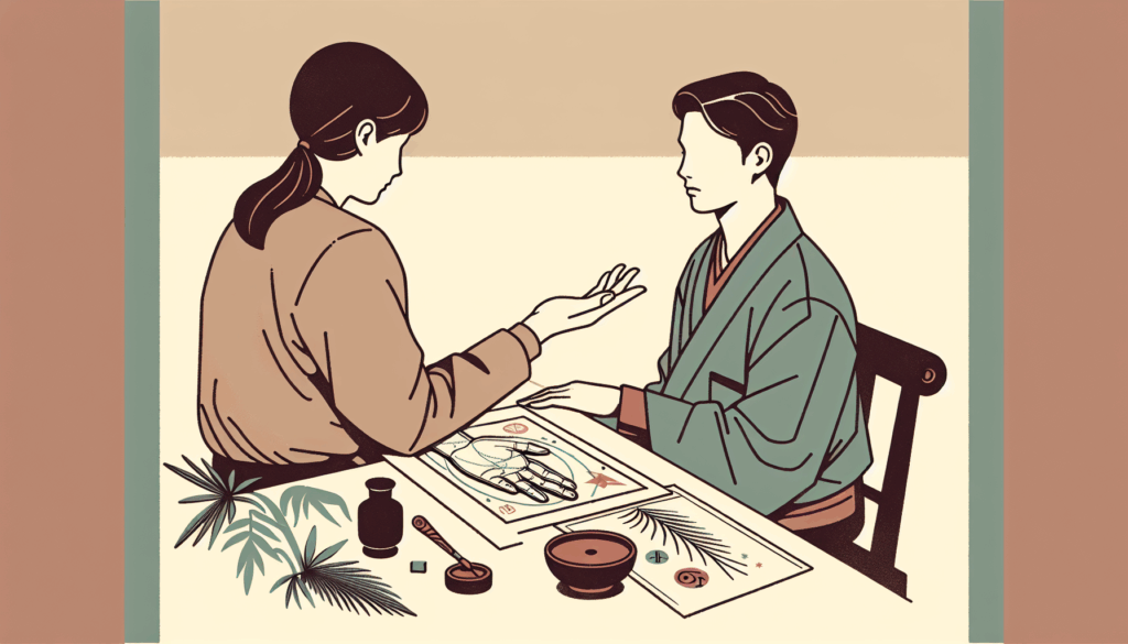 A person reading palms