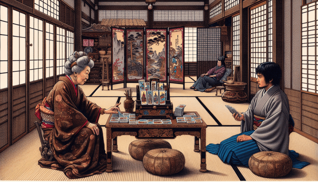 A tarot card reading session